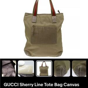 Gucci Olive Green Canvas Tote Bag